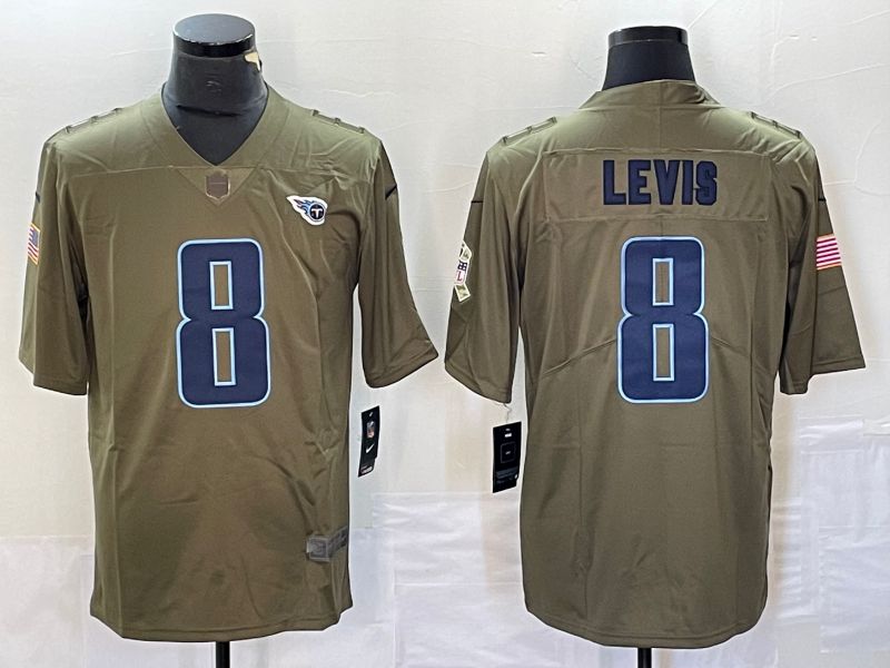 Men Tennessee Titans #8 Levis Green Nike Olive Salute To Service Limited NFL Jersey